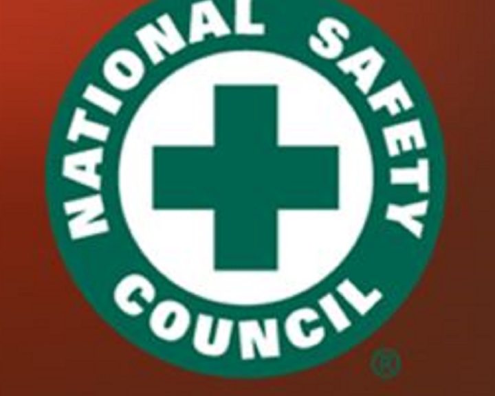 The national safety council logo on a red background.
