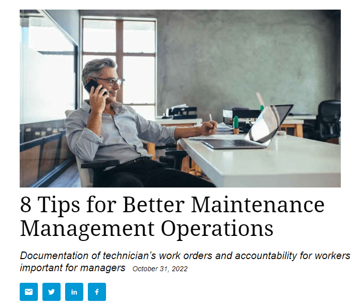 8 tips for better maintenance management operations.