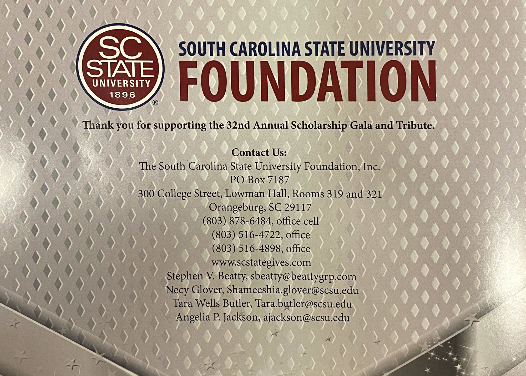 The cover of the south carolina state university foundation.