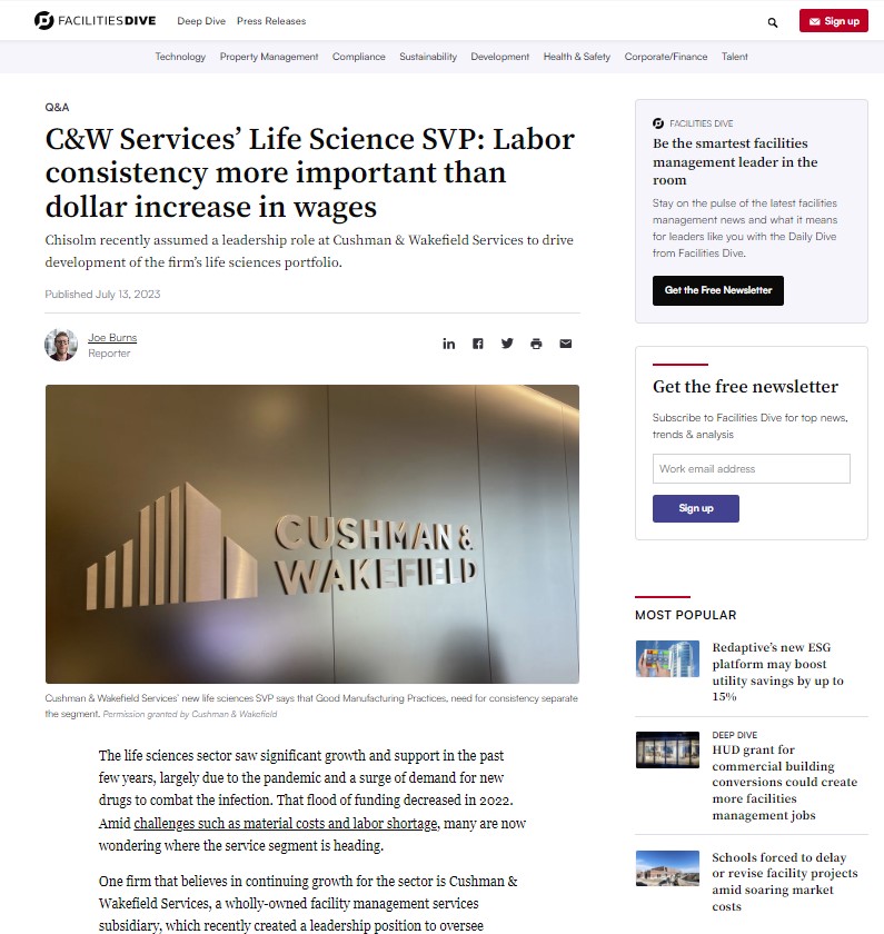 A news article about cww services life science labor.