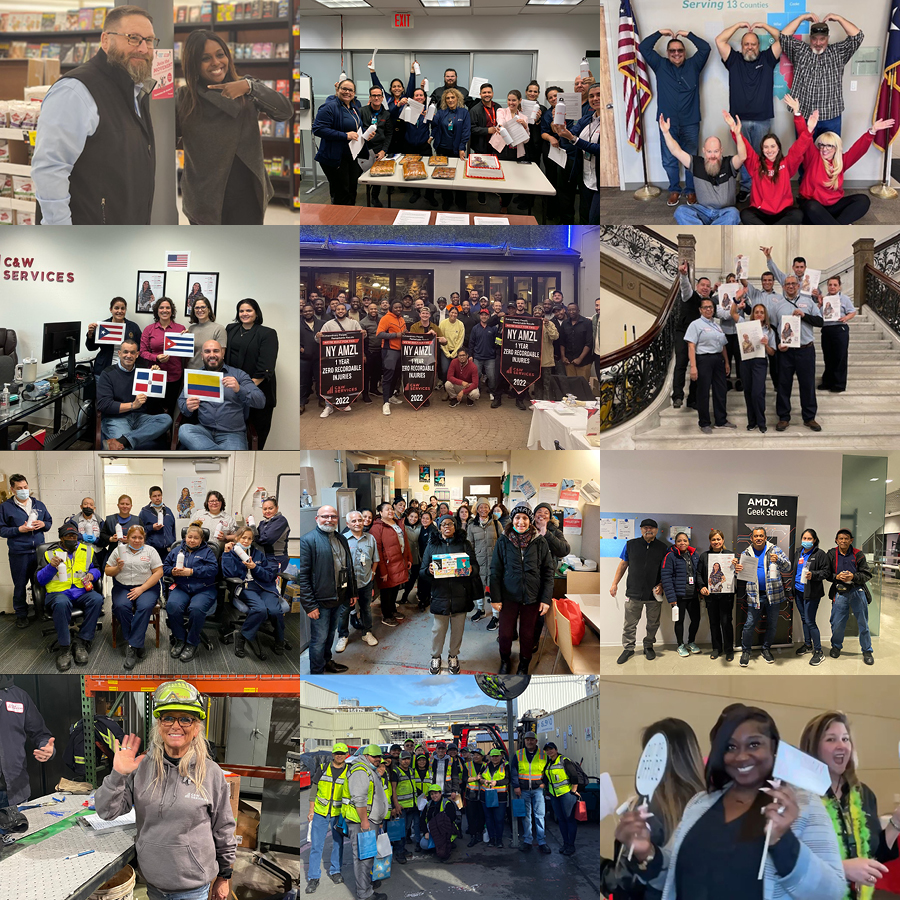 Collage of photos featuring employees at company events around the country