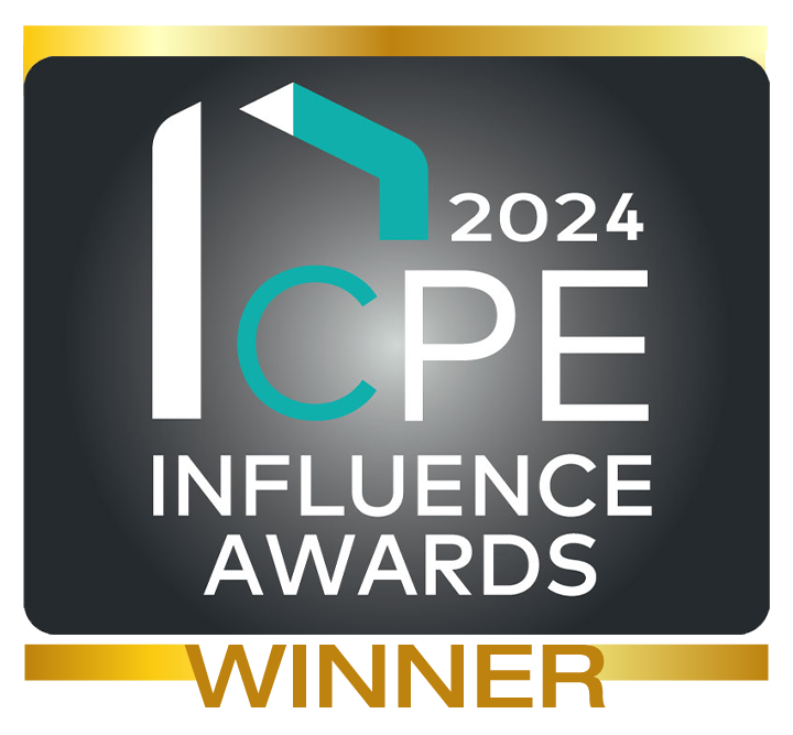 2024 CPE Influence Awards Winner" logo with a gold border and text on a dark background.