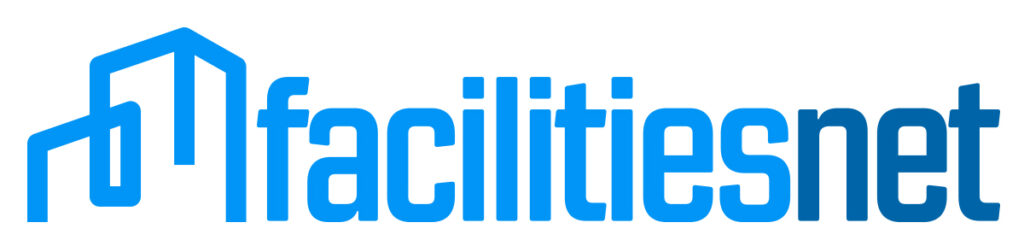 Logo for "facilitiesnet" in blue text with a stylized outline of two buildings to the left of the word.